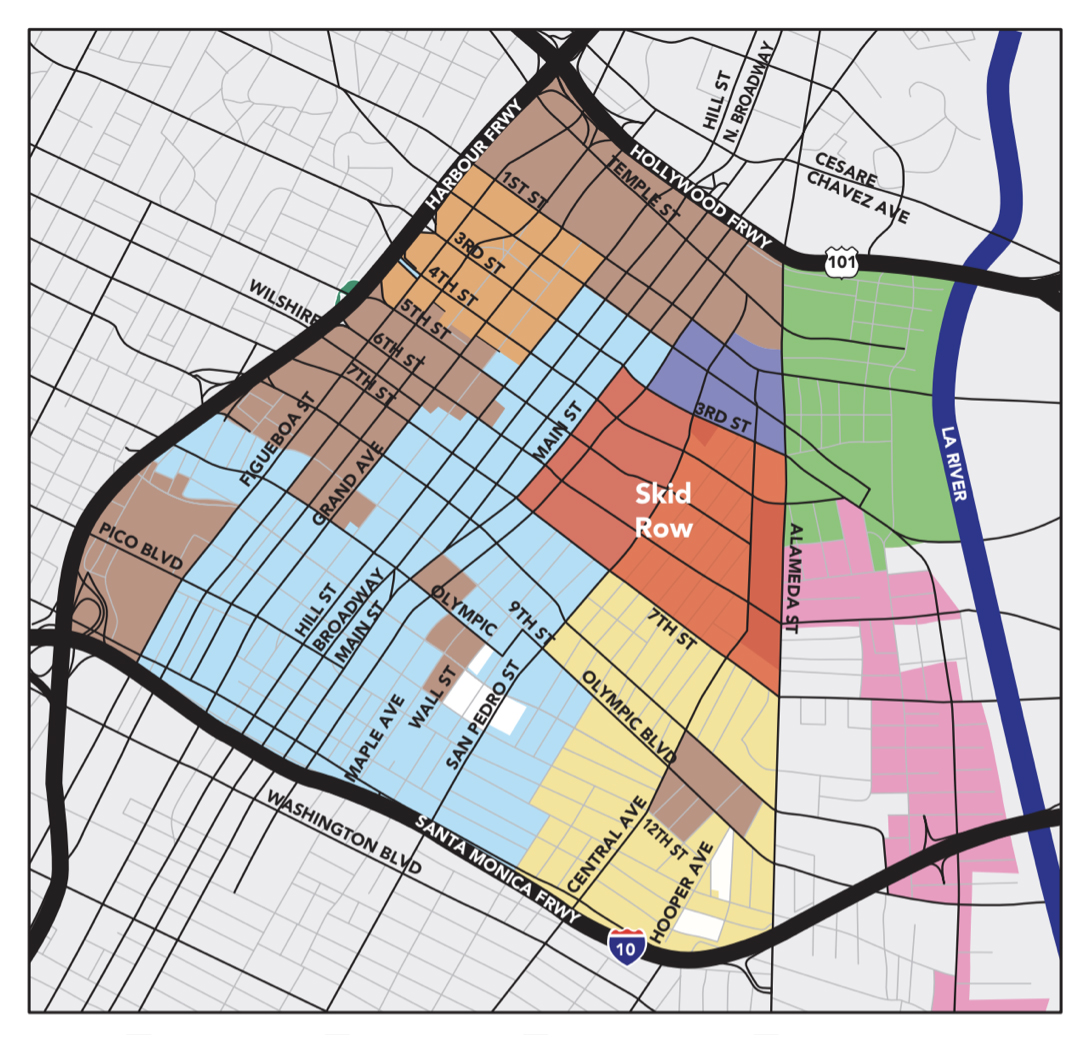 Map of Skid Row (source: Community Redevelopment Agency of Los Angeles).